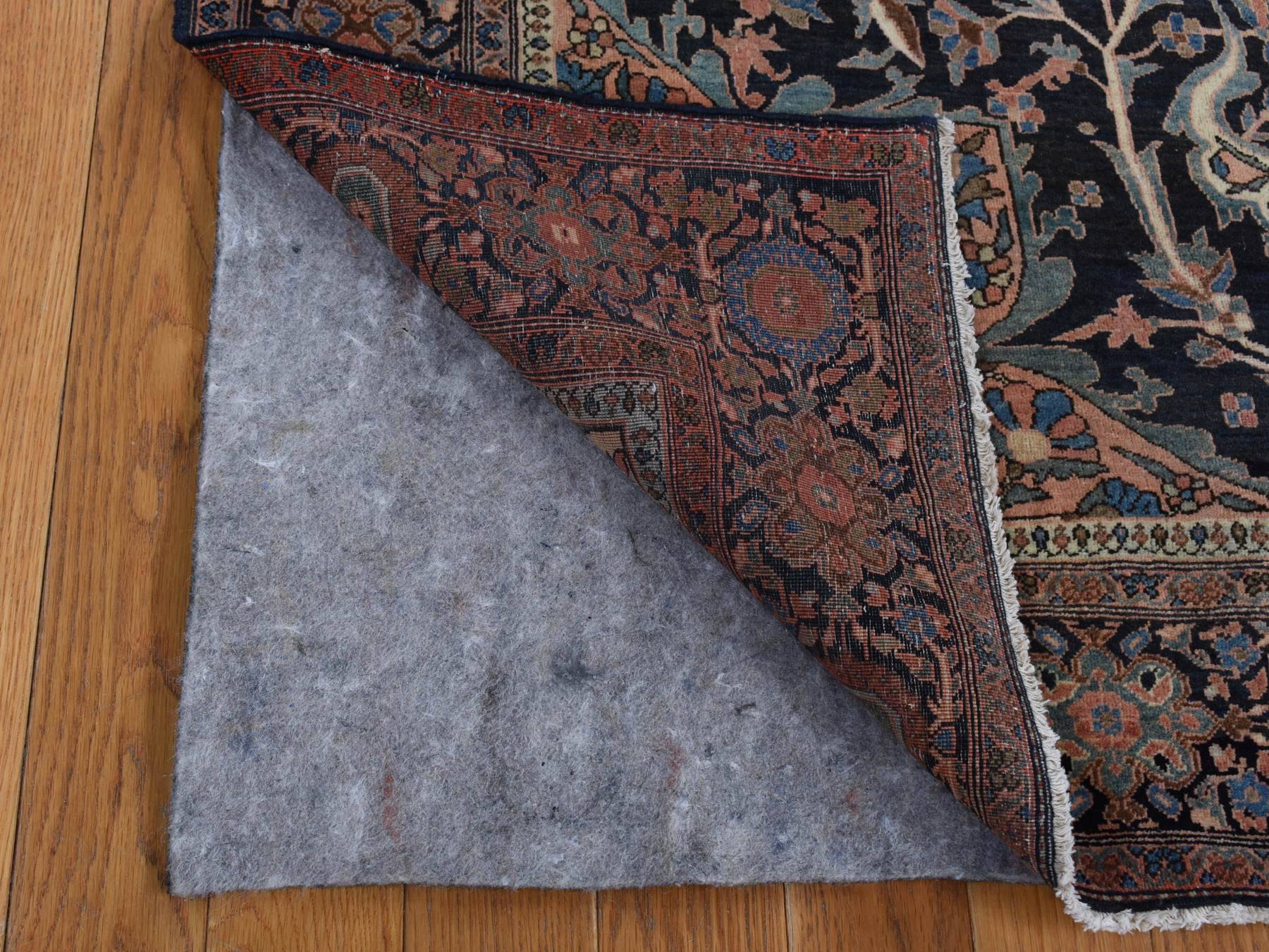4'4"x6'9" Amber Brown, Antique Persian Fereghan Sarouk, Excellent Condition, Clean and Soft, Even Wear, 100% Wool, Hand Knotted, Oriental Rug HR87639 - Image 4