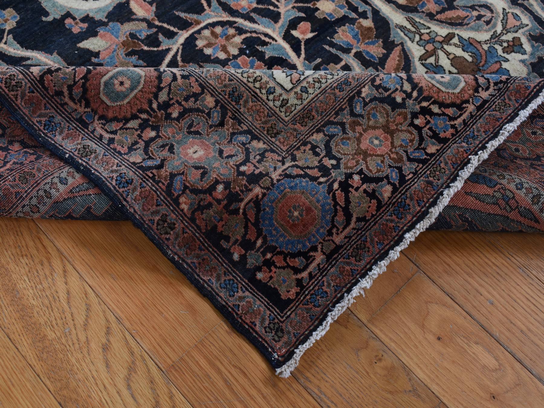 4'4"x6'9" Amber Brown, Antique Persian Fereghan Sarouk, Excellent Condition, Clean and Soft, Even Wear, 100% Wool, Hand Knotted, Oriental Rug HR87639 - Image 5