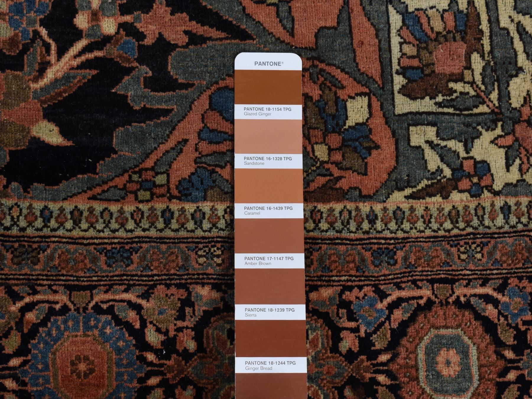 4'4"x6'9" Amber Brown, Antique Persian Fereghan Sarouk, Excellent Condition, Clean and Soft, Even Wear, 100% Wool, Hand Knotted, Oriental Rug HR87639 - Image 7