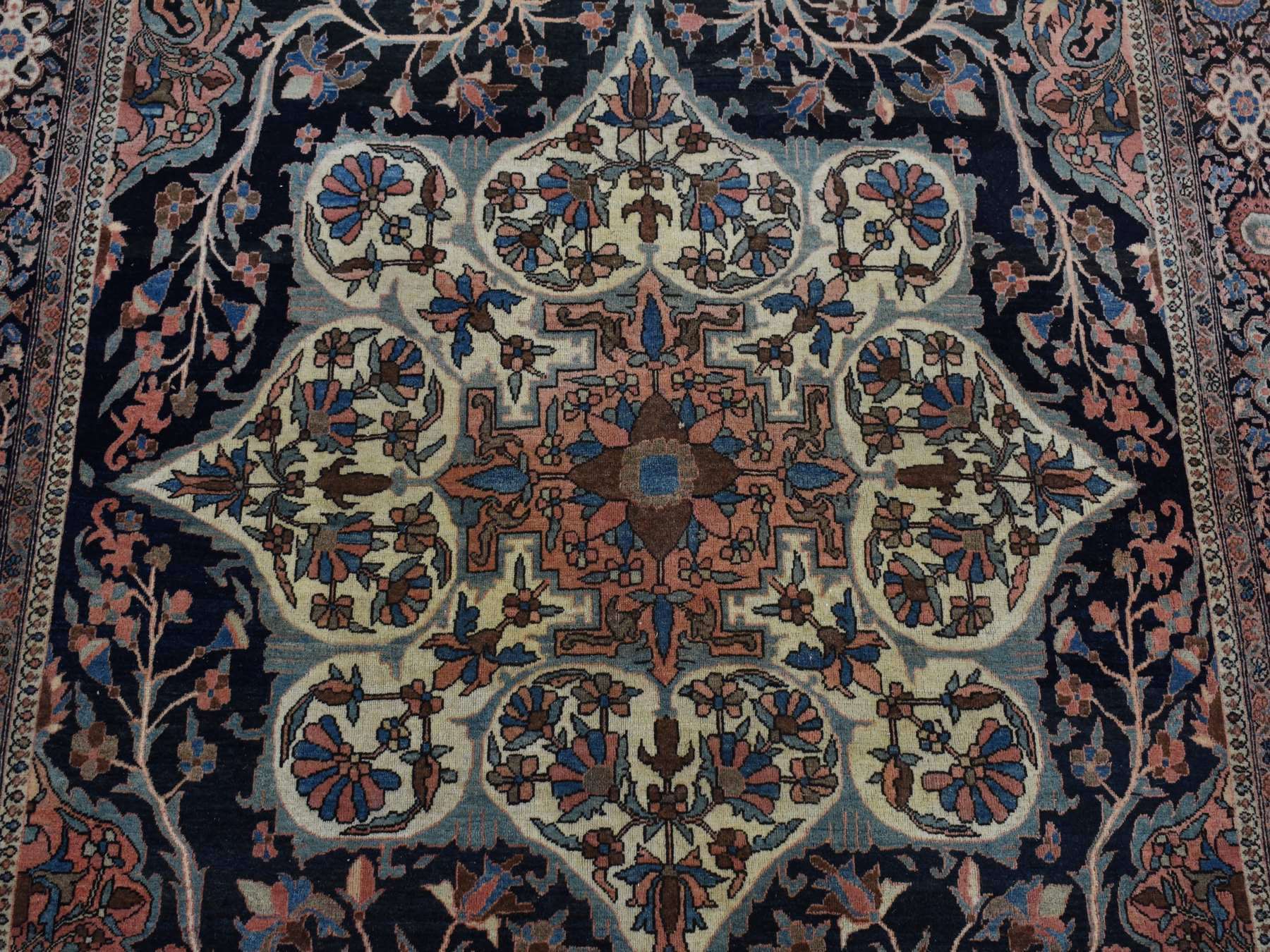 4'4"x6'9" Amber Brown, Antique Persian Fereghan Sarouk, Excellent Condition, Clean and Soft, Even Wear, 100% Wool, Hand Knotted, Oriental Rug HR87639 - Image 8