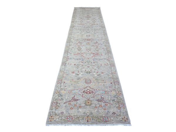 3'1"x13'9" Koala Gray, Fine Aryana Bidjar Garus Design, Natural Dyes, Luxurious Wool, Hand Knotted, Runner Oriental Rug HR88332