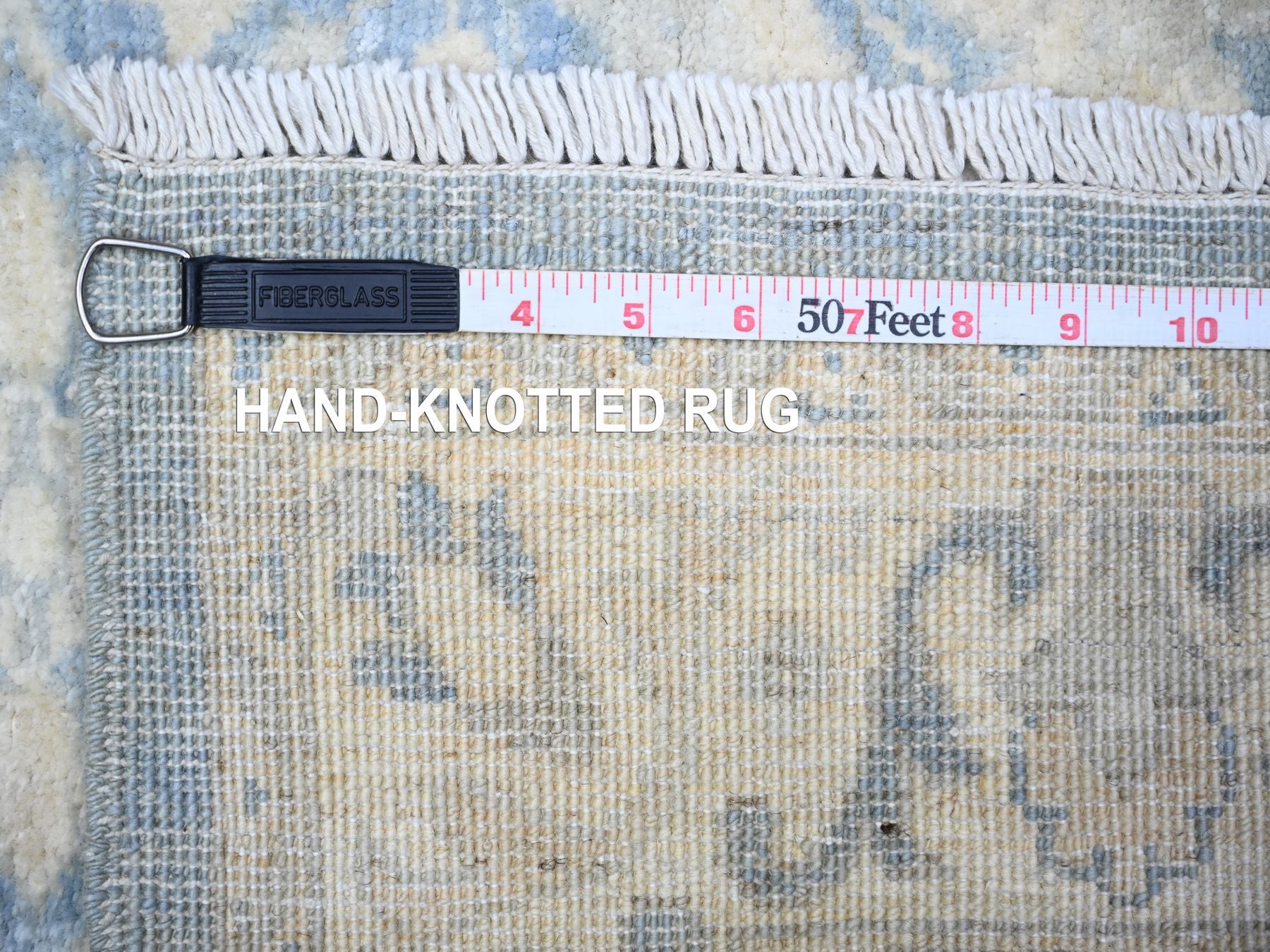 2'8"x10'4" Ruddy Blue, Hand Knotted, Vegetable Dyes, Natural Wool, White Wash Peshawar, Runner Oriental Rug HR88354 - Image 6