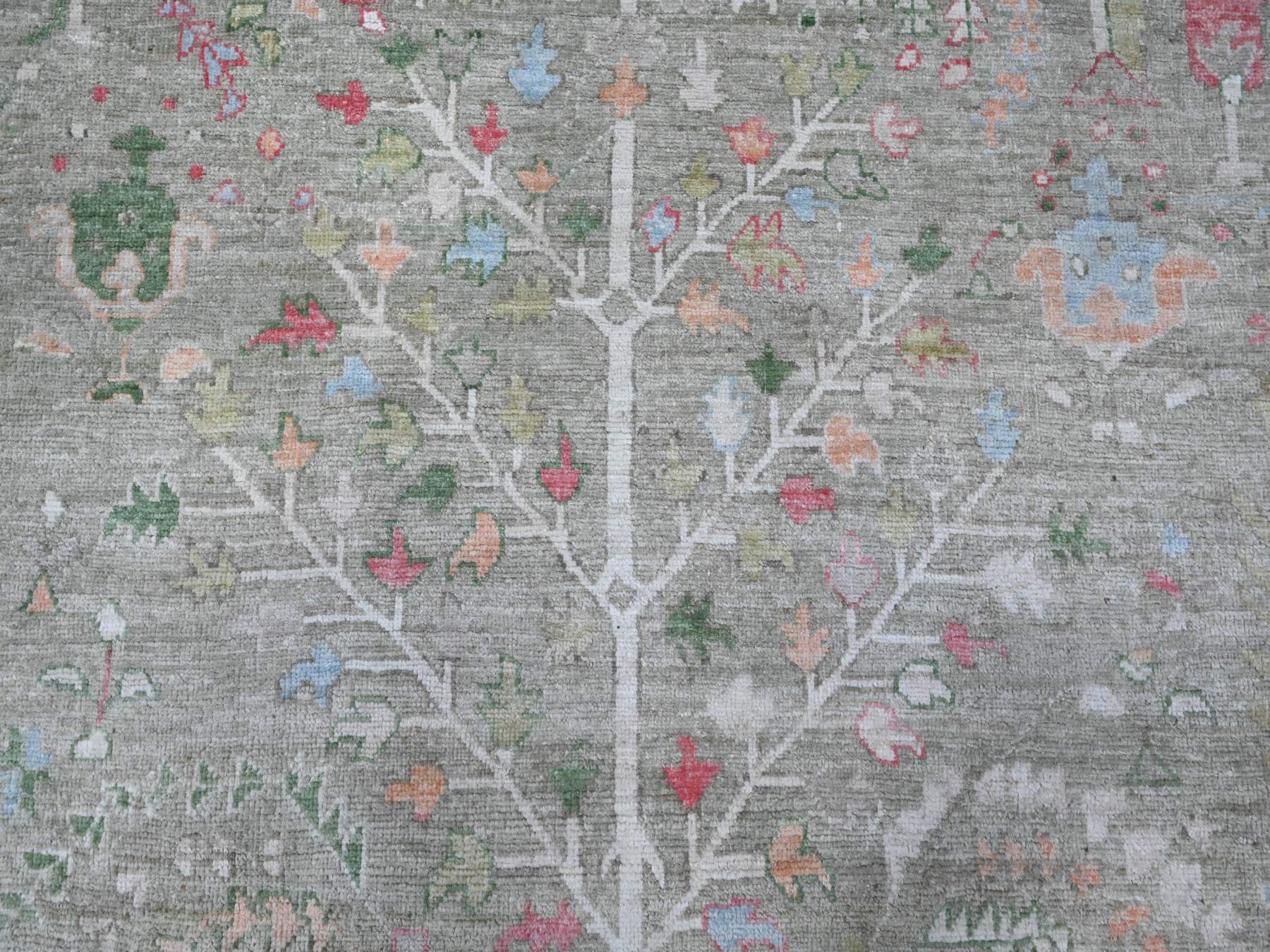 7'8"x9'10" Reseda Green, Natural Dyes, Wool Weft, Hand Knotted, Afghan Angora Oushak, Soft Pile, Tribal Willow And Cypress Design, Oriental Rug HR89155 - Image 8
