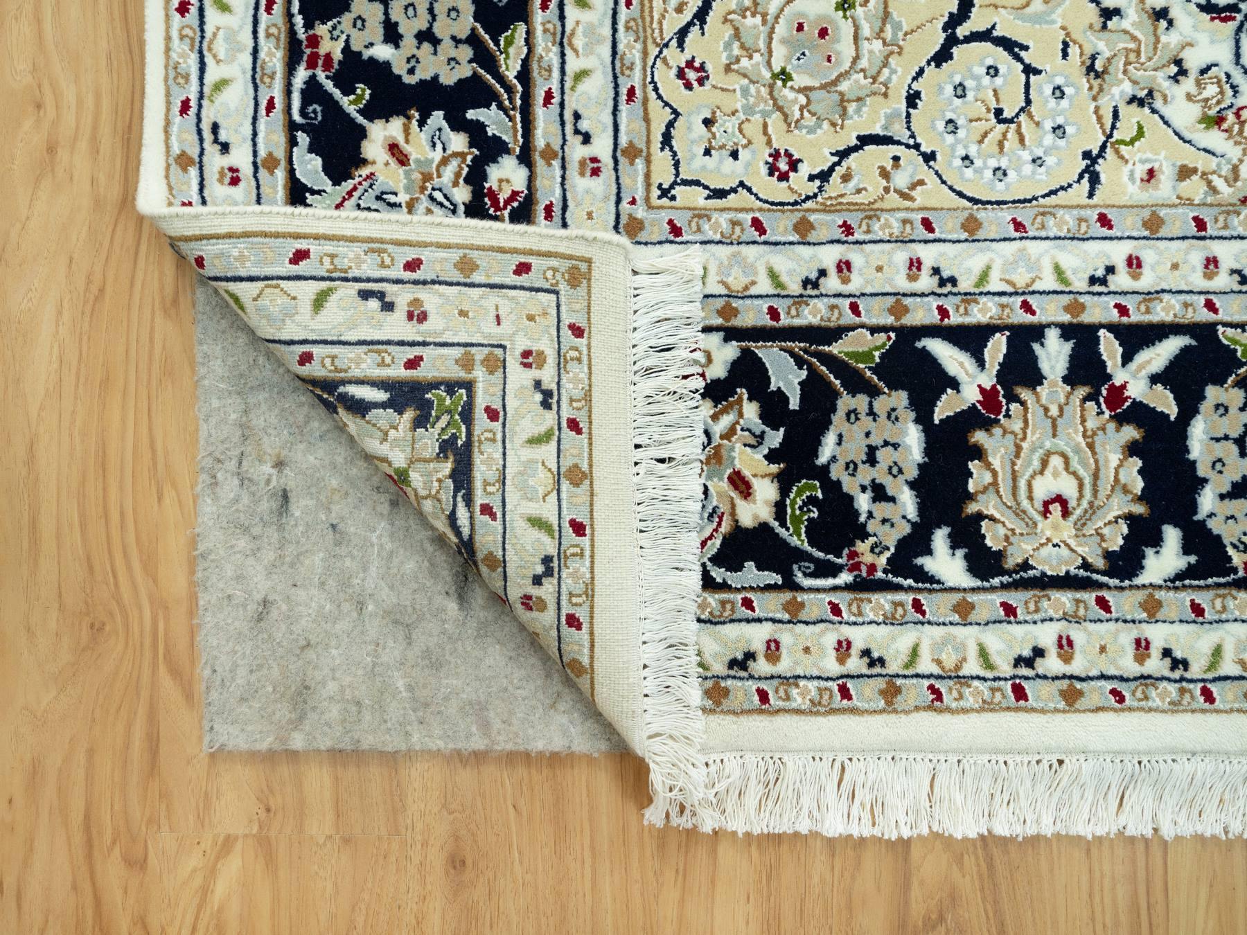7'10"x10' Origami White, Hand Knotted, 250 KPSI, Nain Organic Wool Center Medallion Flower Design, Denser Weave, Oriental Rug HR90519 - Image 4