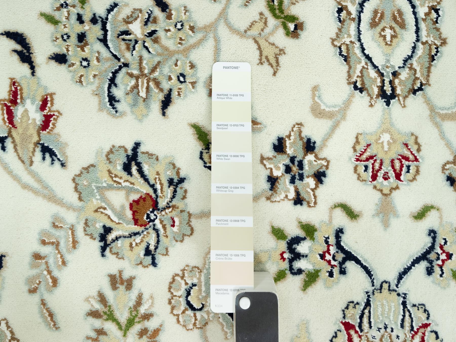 7'10"x10' Origami White, Hand Knotted, 250 KPSI, Nain Organic Wool Center Medallion Flower Design, Denser Weave, Oriental Rug HR90519 - Image 7