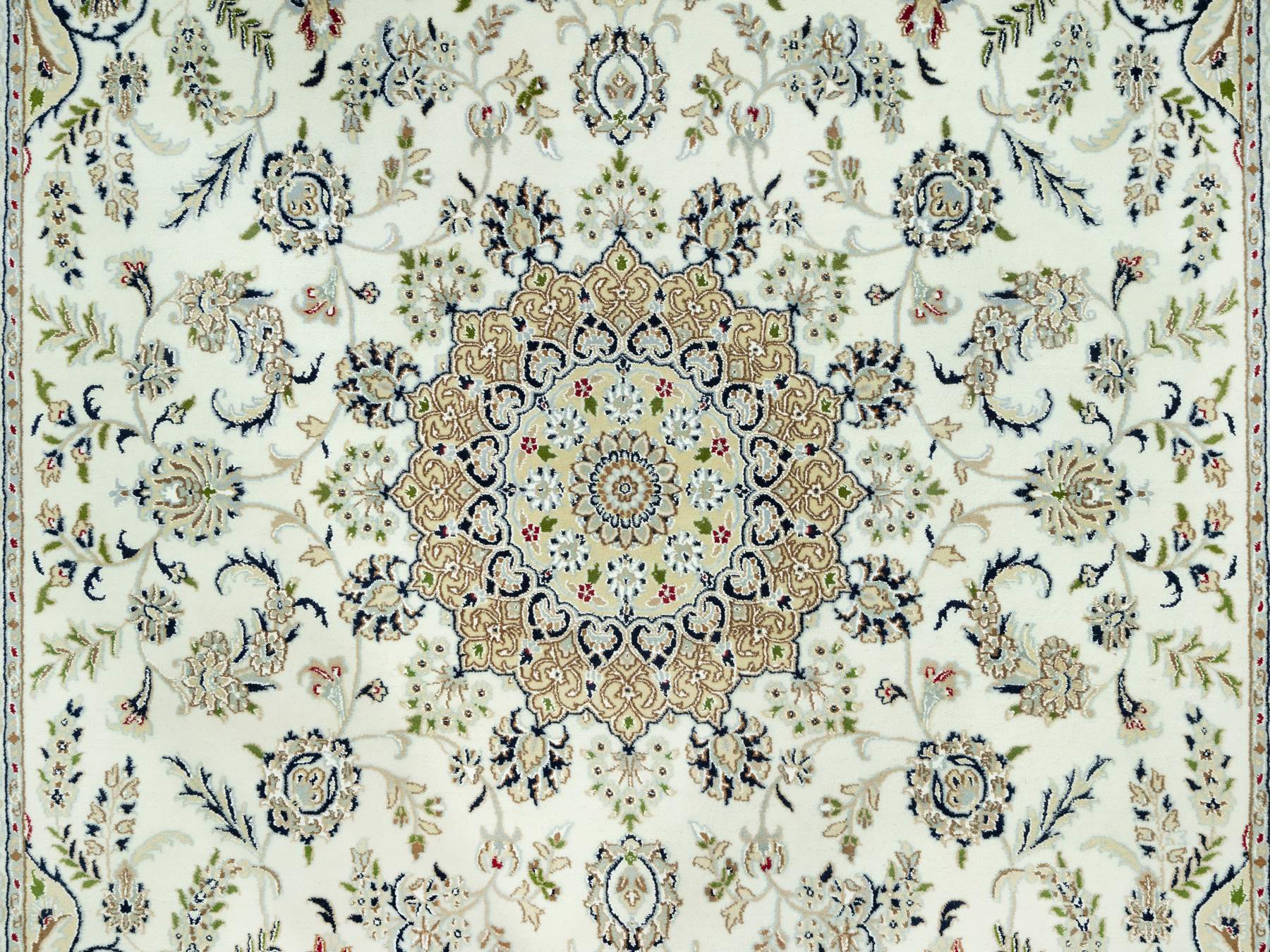 7'10"x10' Origami White, Hand Knotted, 250 KPSI, Nain Organic Wool Center Medallion Flower Design, Denser Weave, Oriental Rug HR90519 - Image 8