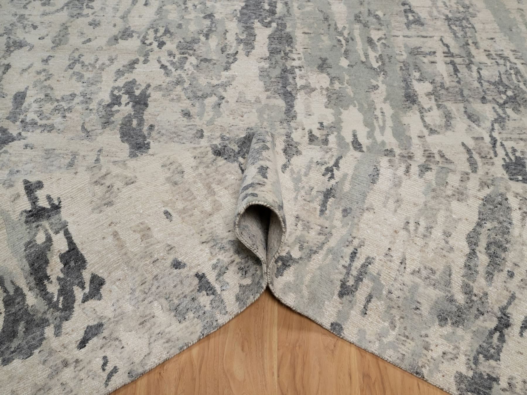 8'x10' Cream White, Modern Design, 100% Natural Undyed Wool, Hand Knotted, Oriental Rug HR91825 - Image 5