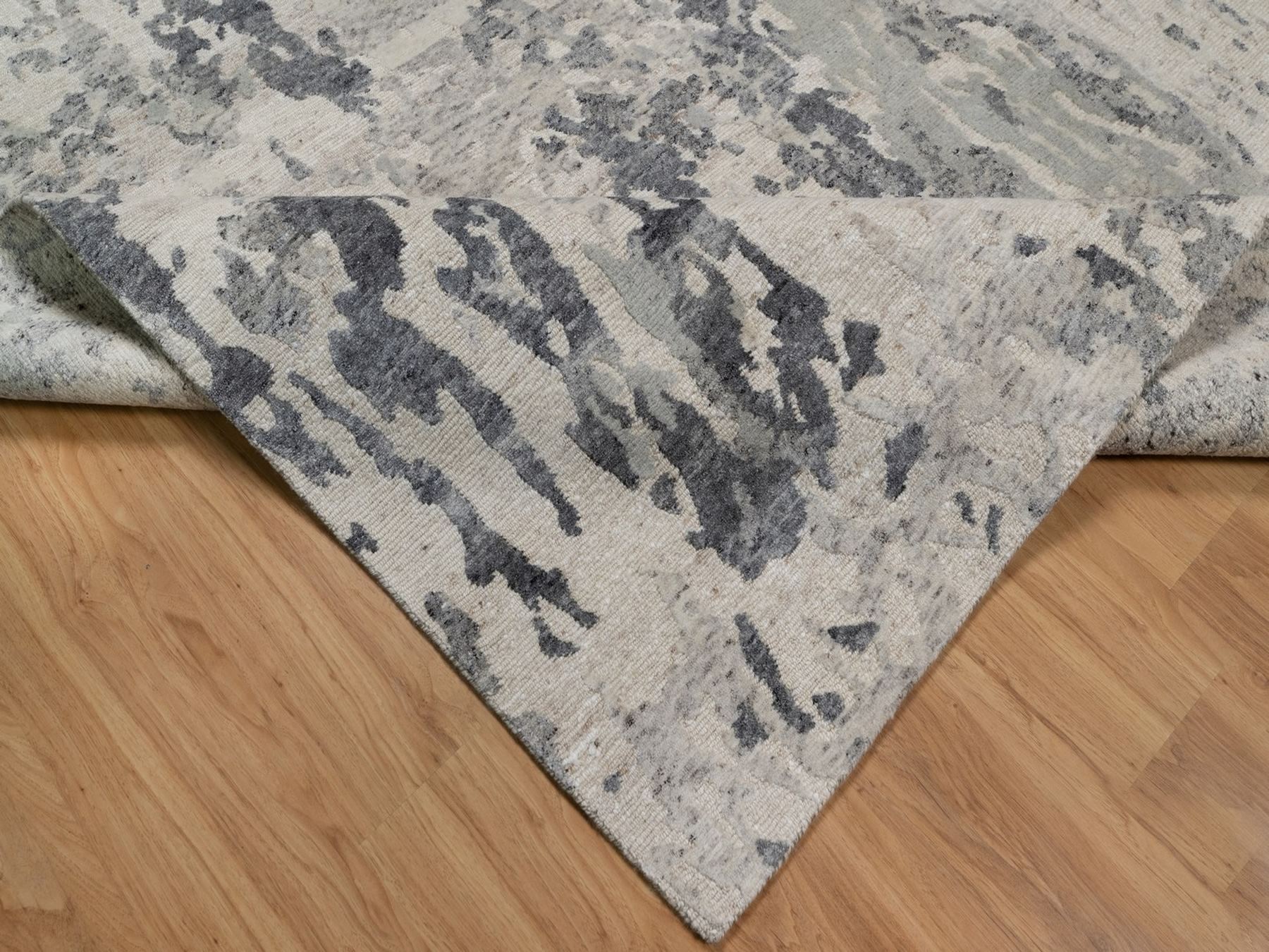8'x10' Cream White, Modern Design, 100% Natural Undyed Wool, Hand Knotted, Oriental Rug HR91825 - Image 6
