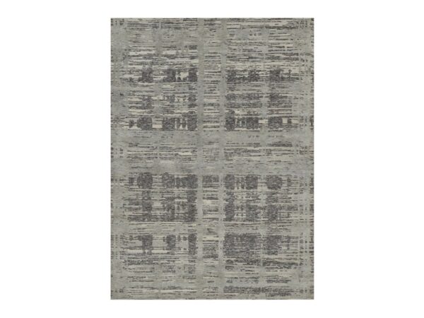 5'x7' Mirage Gray, Modern Criss Cross Erased Design, Hand Spun Undyed Natural Wool, Hand Knotted, Oriental Rug HR91833