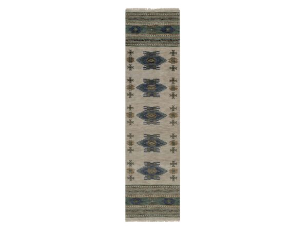 2'8"x9'10" Beige, Southwestern American Indian Design with Piled Construction, Plush and Lush, Hand Knotted, Pure Wool, Runner, Oriental Rug HR91839