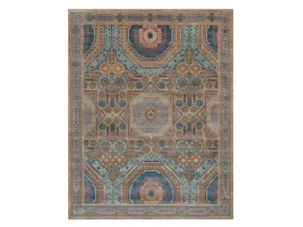 8'x10'2" Lark Brown, Textured Wool and Silk, Mamluk Design with Star Medallion, Hand Knotted, Oriental Rug HR91894
