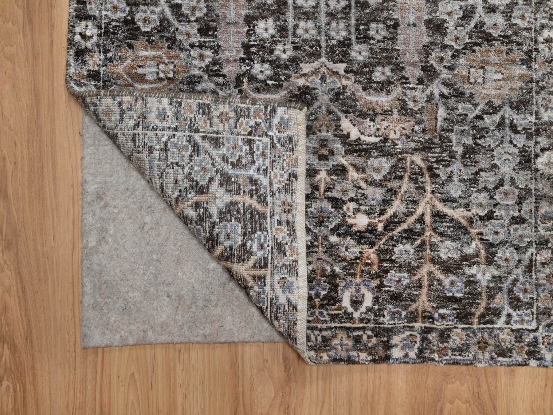 2'4"x12' Bistre Brown, Willow and Cypress Tree Design, Denser Weave, Textured Wool and Silk, Hand Knotted, Runner, Oriental Rug HR91901 - Image 3