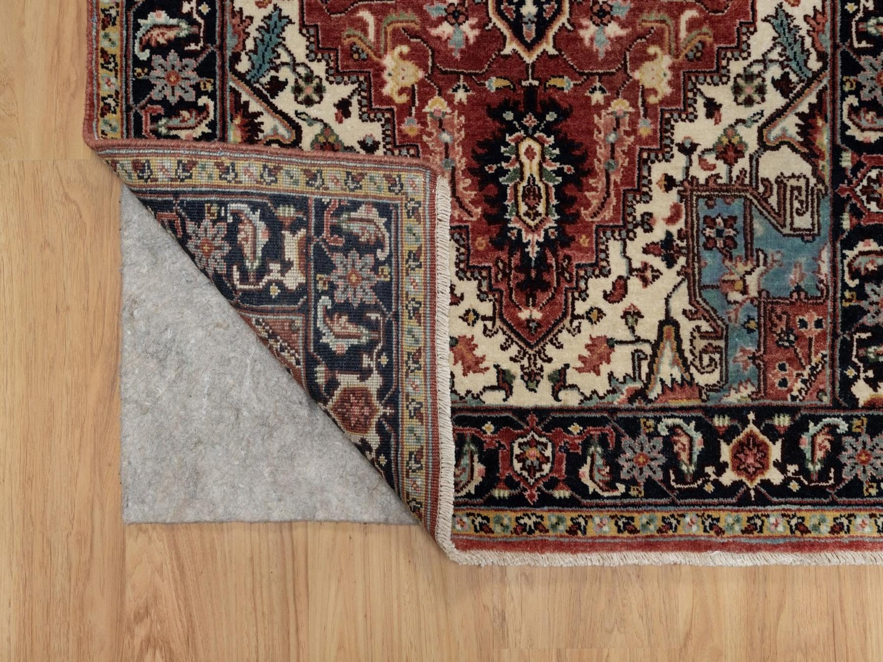 3'x5' Berry Red, Hand Knotted, Hand Spun New Zealand Wool, Soft Pile, Vegetable Dyes, Antiqued Fine Heriz Re-Creation, Medallion Design, Oriental Rug HR91938 - Image 3