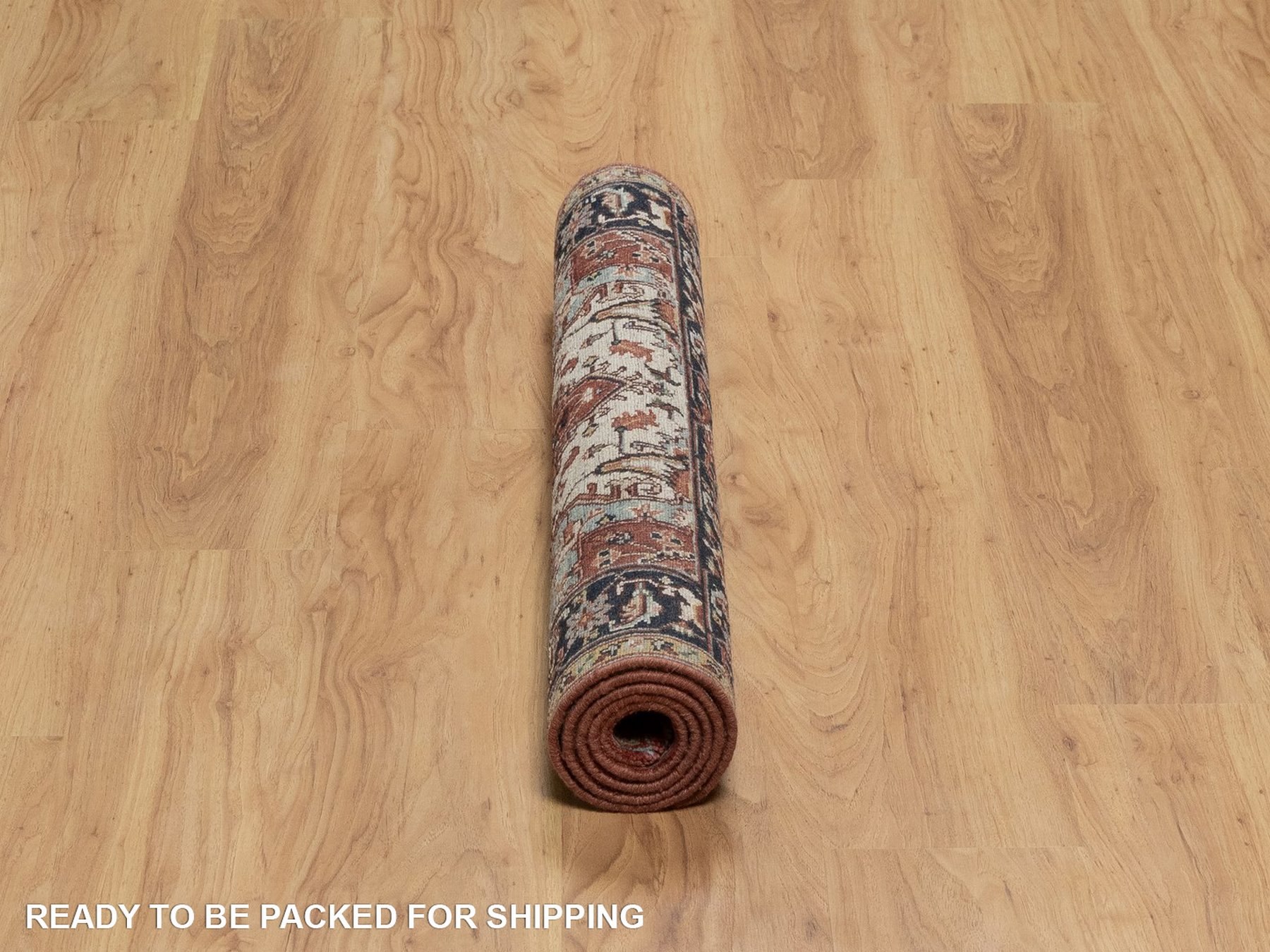 3'x5' Berry Red, Hand Knotted, Hand Spun New Zealand Wool, Soft Pile, Vegetable Dyes, Antiqued Fine Heriz Re-Creation, Medallion Design, Oriental Rug HR91938 - Image 6