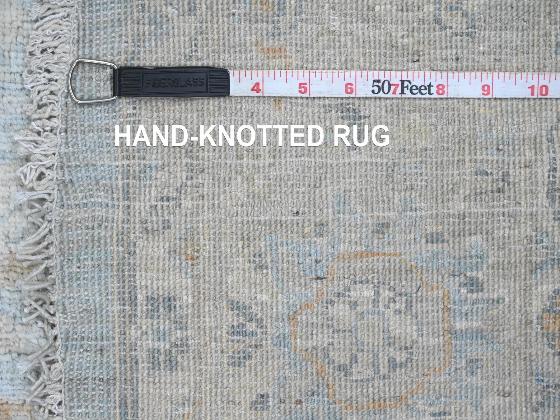 6'3"x6'3" Beau Blue, Peshawar with Ziegler Mahal Design, High Mountain Wool, Washed Out, Denser Weave, Hand Knotted, Round, Oriental Rug HR20341 - Image 6