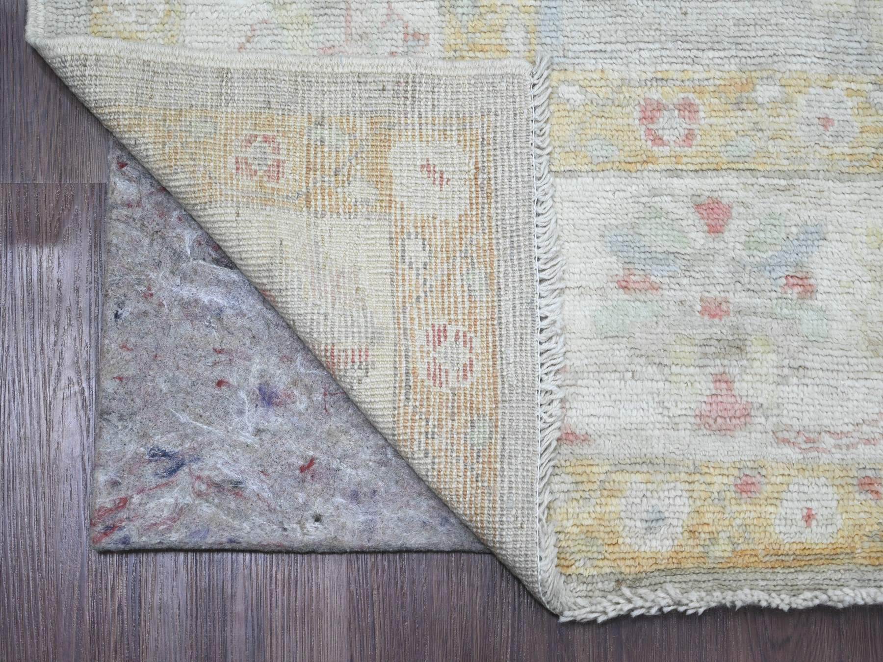 6'2"x11'8" Cloud Gray, Afghan Angora Oushak with Soft Color Leaf Design, Hand Knotted, Veggie Dyes, 100% Wool, Wide Runner, Oriental Rug HR20781 - Image 2