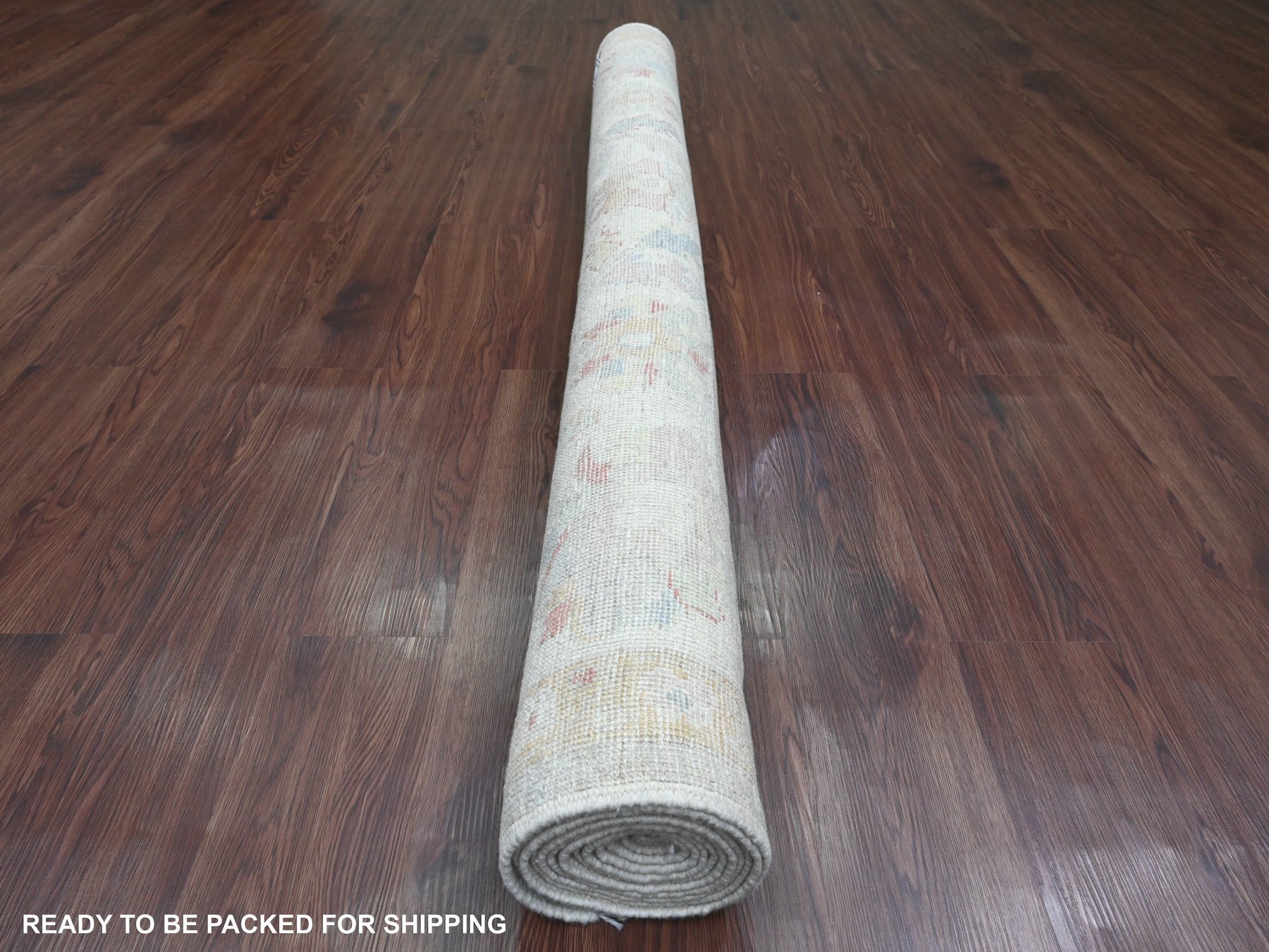 6'2"x11'8" Cloud Gray, Afghan Angora Oushak with Soft Color Leaf Design, Hand Knotted, Veggie Dyes, 100% Wool, Wide Runner, Oriental Rug HR20781 - Image 4