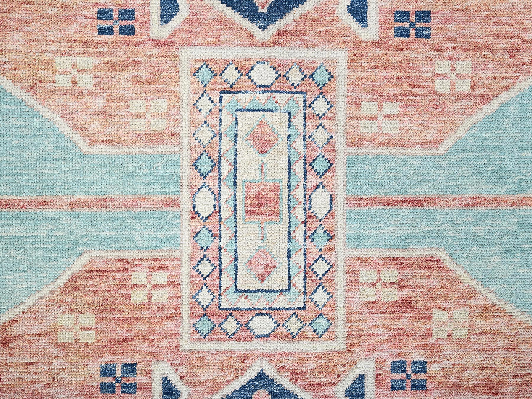 9'x11'9" Peach Color, Turkish Knot, Zero Pile, Sheared Low, Anatolian Village Design, Hand Knotted, Pure Wool, Oriental Rug HR2102 - Image 9
