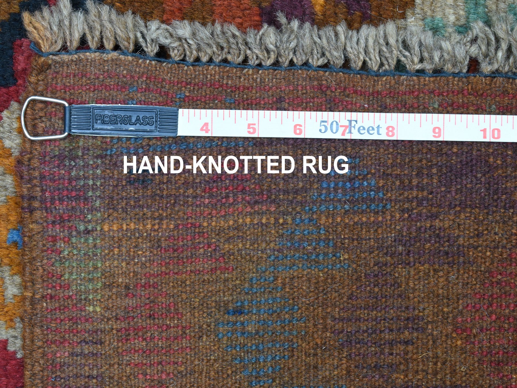3'9"x6' Brown Hand Knotted Colorful Afghan Baluch Geometric Design Pure Wool Oriental Rug HR53143 - Image 6