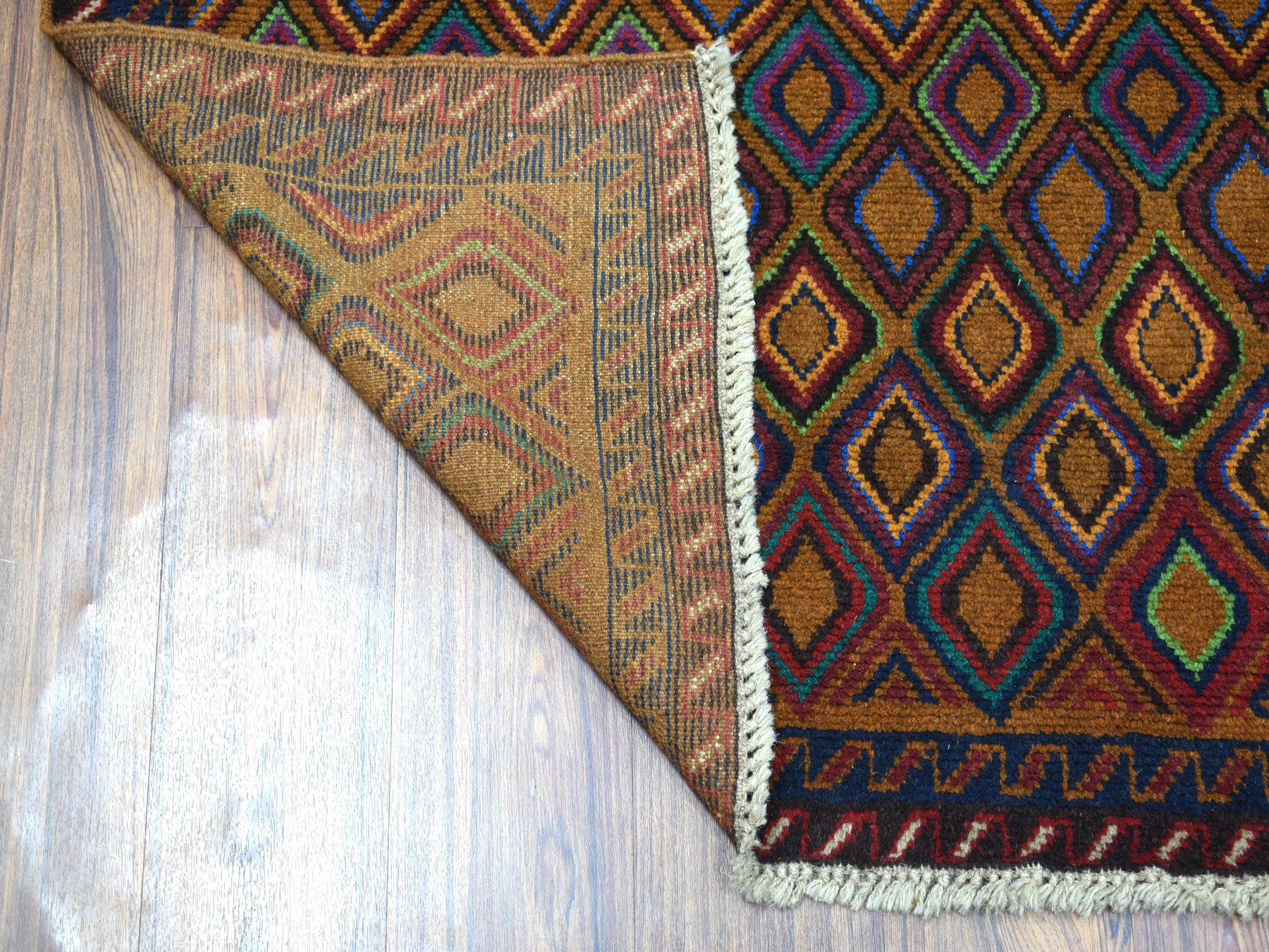 4'3"x6'2" Brown Tribal Design Colorful Afghan Baluch Pure Wool Hand Knotted Oriental Rug HR53145 - Image 2