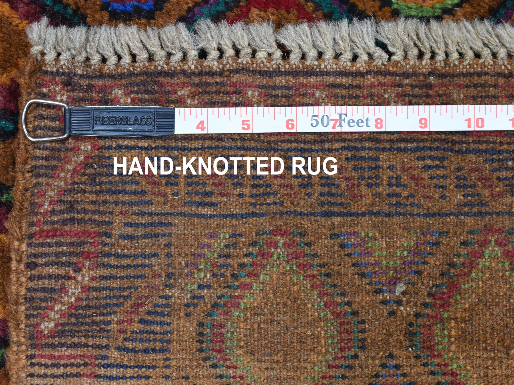 4'3"x6'2" Brown Tribal Design Colorful Afghan Baluch Pure Wool Hand Knotted Oriental Rug HR53145 - Image 6
