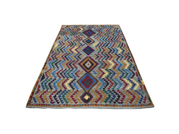 5'8"x7'6" Gray Tribal Design Colorful Afghan Baluch 100% Wool Hand Knotted Oriental Rug HR53149