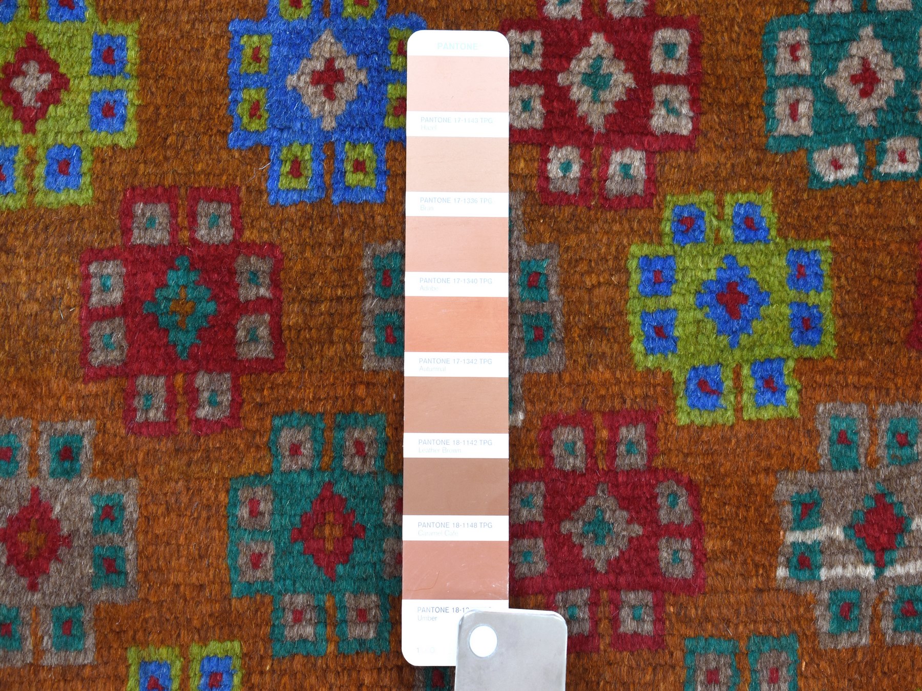 4'1"x5'9" Brown Tribal Design Colorful Afghan Baluch Hand Knotted Pure Wool Oriental Rug HR53185 - Image 3