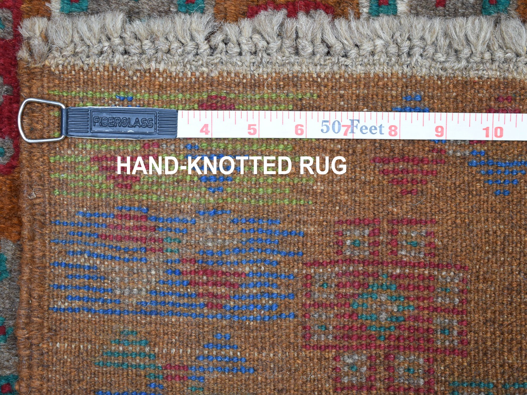 4'1"x5'9" Brown Tribal Design Colorful Afghan Baluch Hand Knotted Pure Wool Oriental Rug HR53185 - Image 6