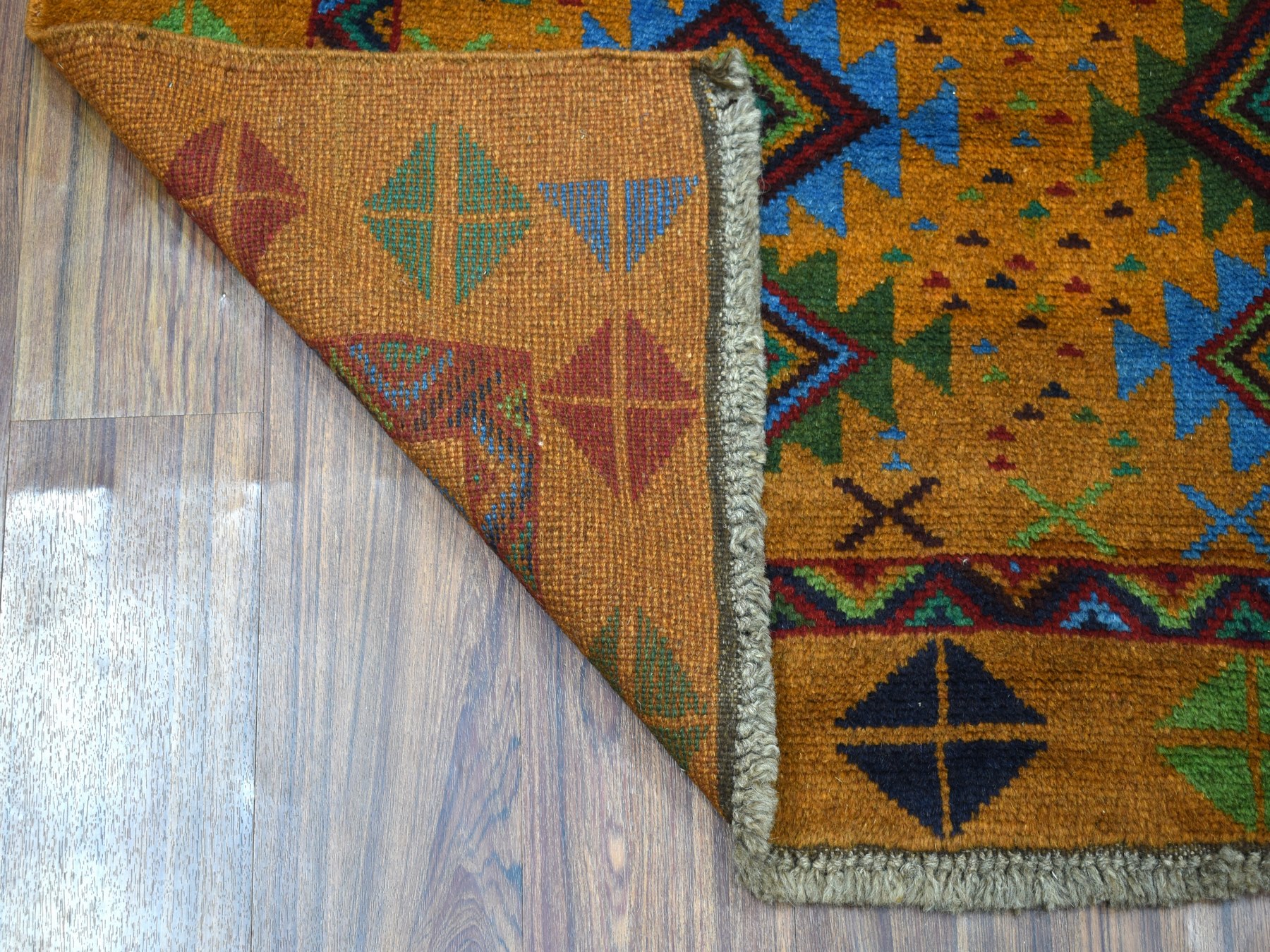4'x6'1" Natural Dyes Colorful Afghan Baluch Geometric Design Hand Knotted Pure Wool Oriental Rug HR53188 - Image 2