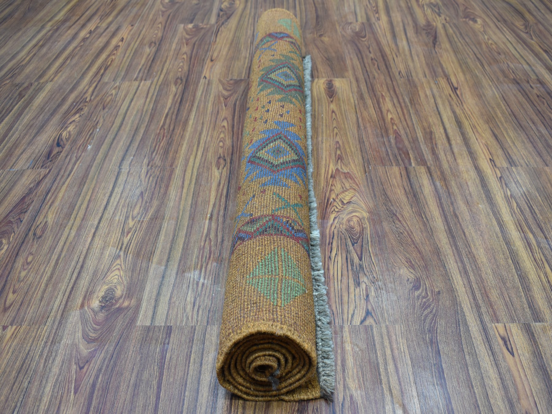 4'x6'1" Natural Dyes Colorful Afghan Baluch Geometric Design Hand Knotted Pure Wool Oriental Rug HR53188 - Image 3