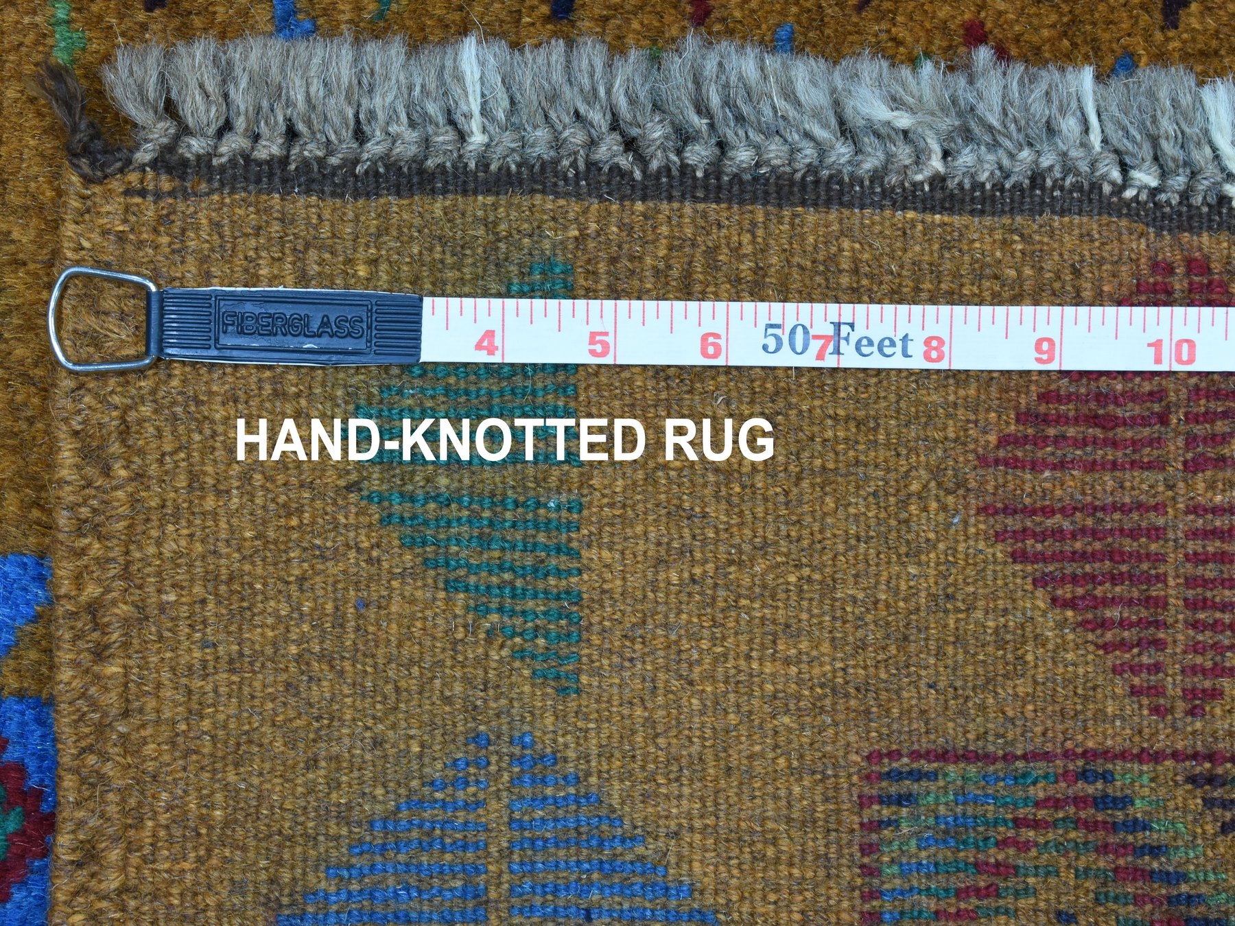 4'x6'1" Natural Dyes Colorful Afghan Baluch Geometric Design Hand Knotted Pure Wool Oriental Rug HR53188 - Image 5