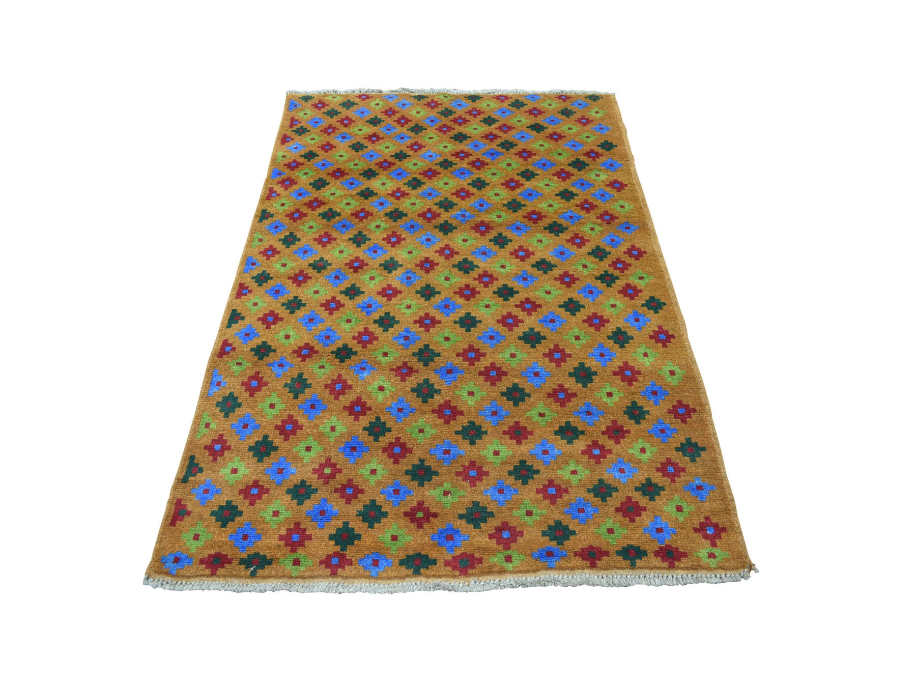 4'1"x6'1" Brown Tribal Design Colorful Afghan Baluch Pure Wool Hand Knotted Oriental Rug HR53189