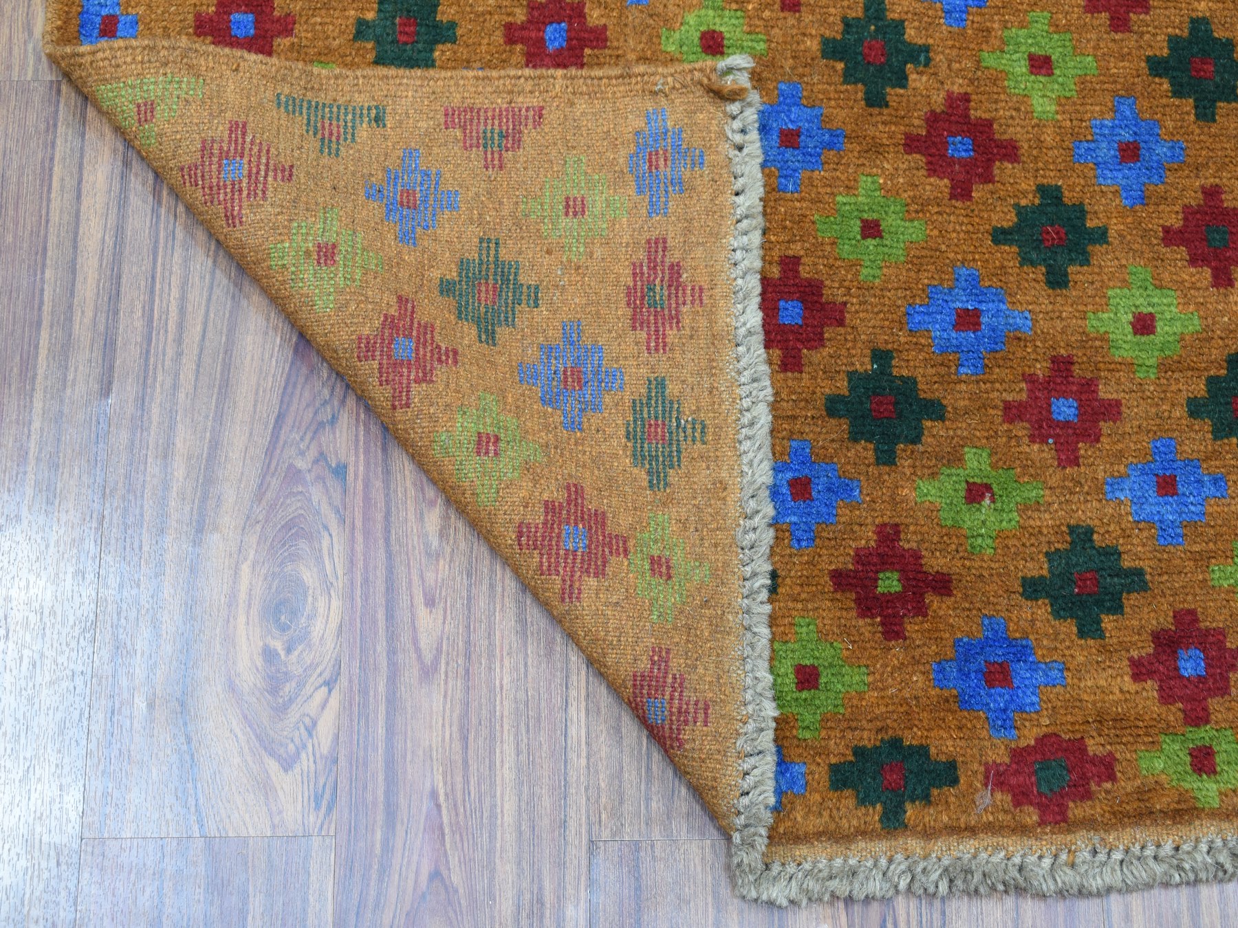 4'1"x6'1" Brown Tribal Design Colorful Afghan Baluch Pure Wool Hand Knotted Oriental Rug HR53189 - Image 2