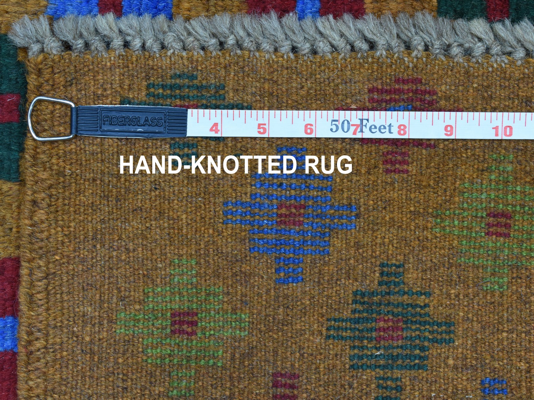 4'1"x6'1" Brown Tribal Design Colorful Afghan Baluch Pure Wool Hand Knotted Oriental Rug HR53189 - Image 5
