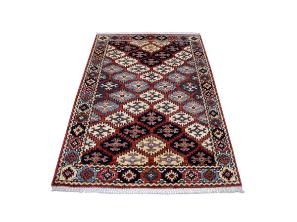 4'x6' Red Hand Knotted Afghan Ersari All Over Design Pure Wool Oriental Rug HR53193