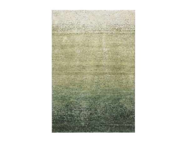 2'x3' Shades of Green, 100% Silk, Textured with Gradation Design, Shaved Low, Sample, Mat, Oriental Rug HR75575