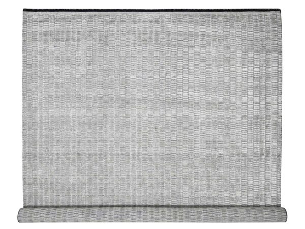 10'x14'4" Gray and Black, Hand Loomed, Modern Textured Roman Floor Design, Wool and Plant Based Silk, Oriental Rug HR84272