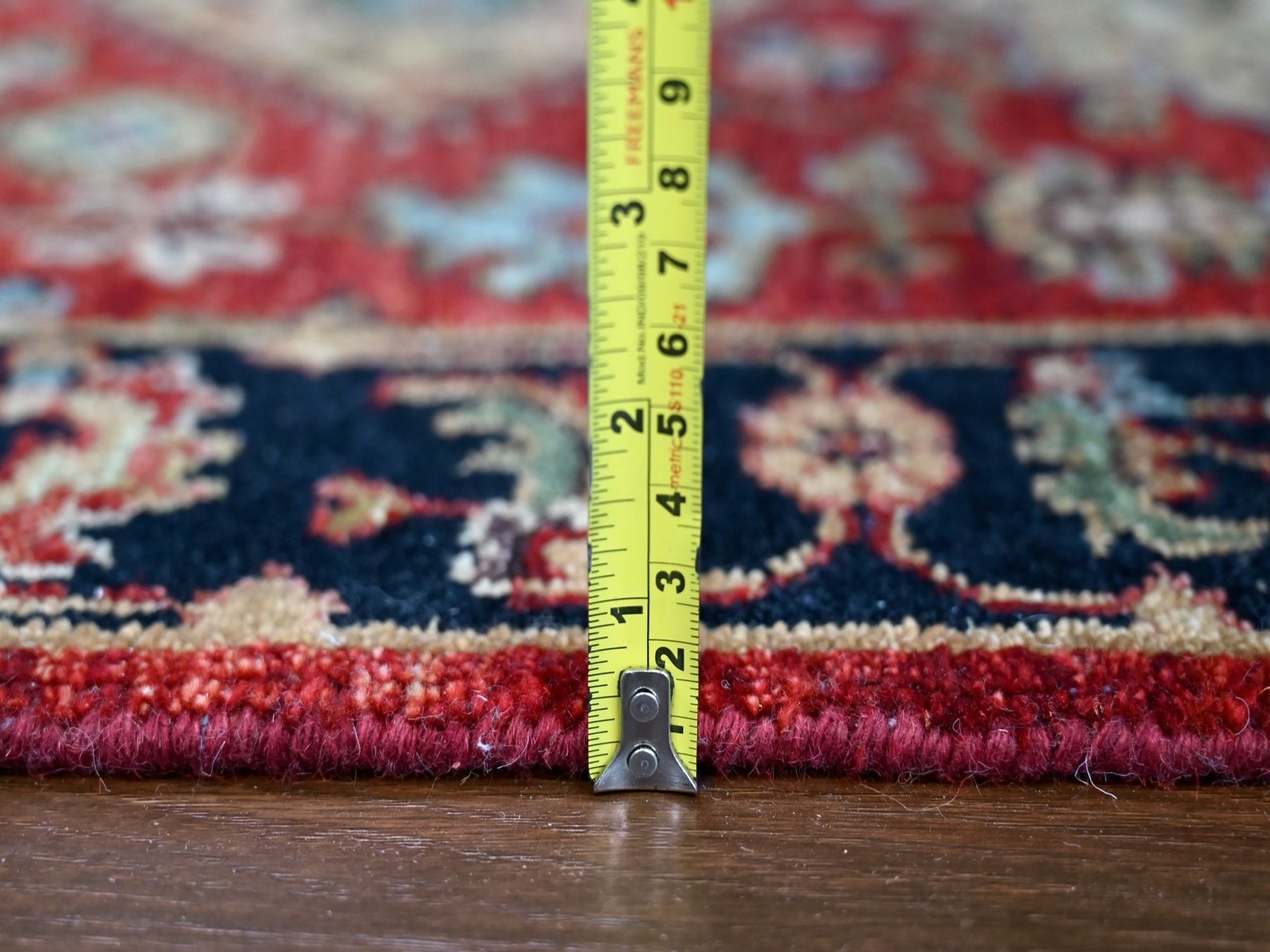 2'7"x8'2" Crimson Red, Karajeh Design with Geometric Medallions, Hand Knotted, Soft Wool, Runner, Oriental Rug HR10295 - Image 7