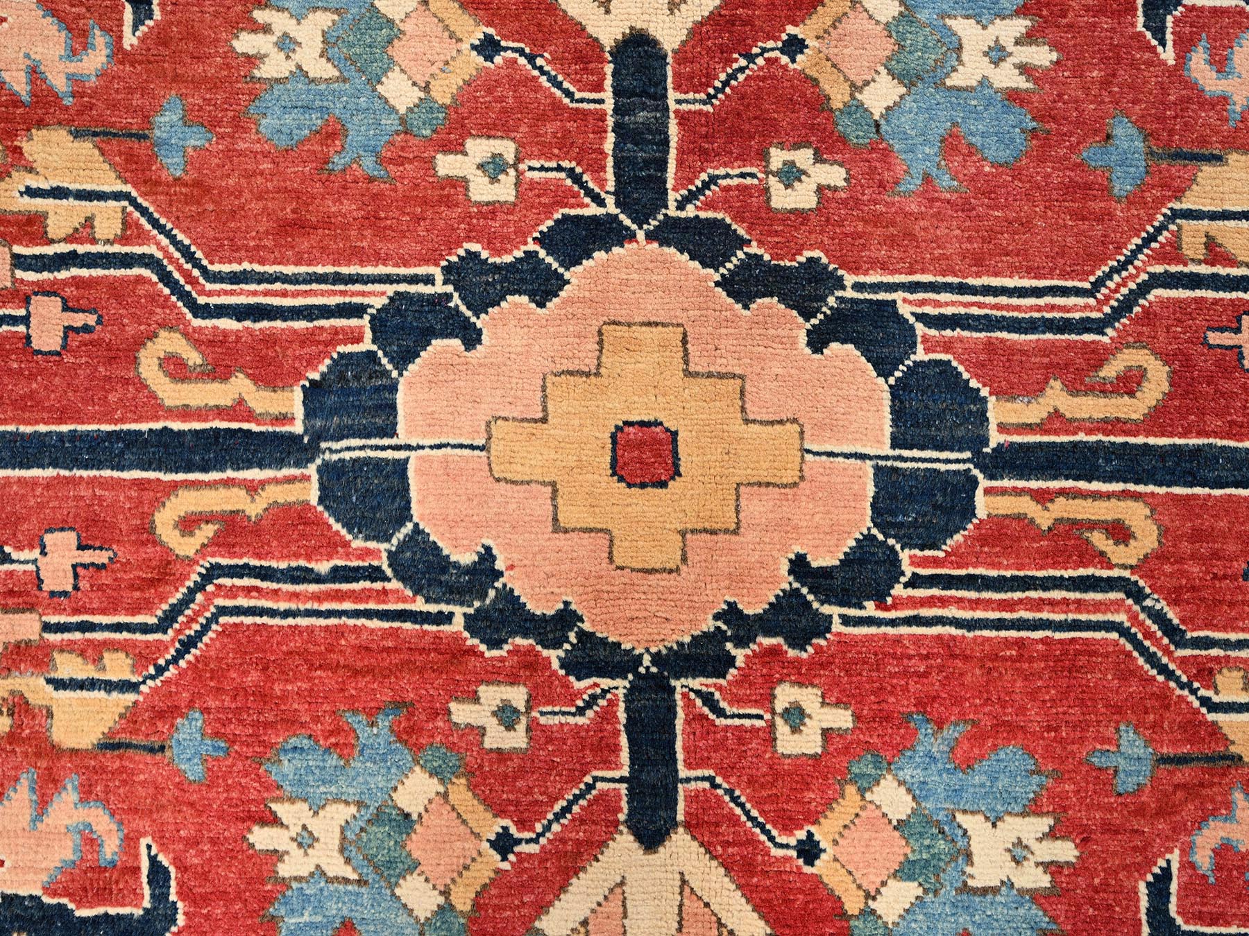 7'10"x9'7" Chili Red, Afghan Peshawar with Heriz All Over Design, Hand Knotted, Soft Wool, Densely Woven, Oriental Rug HR1507 - Image 9