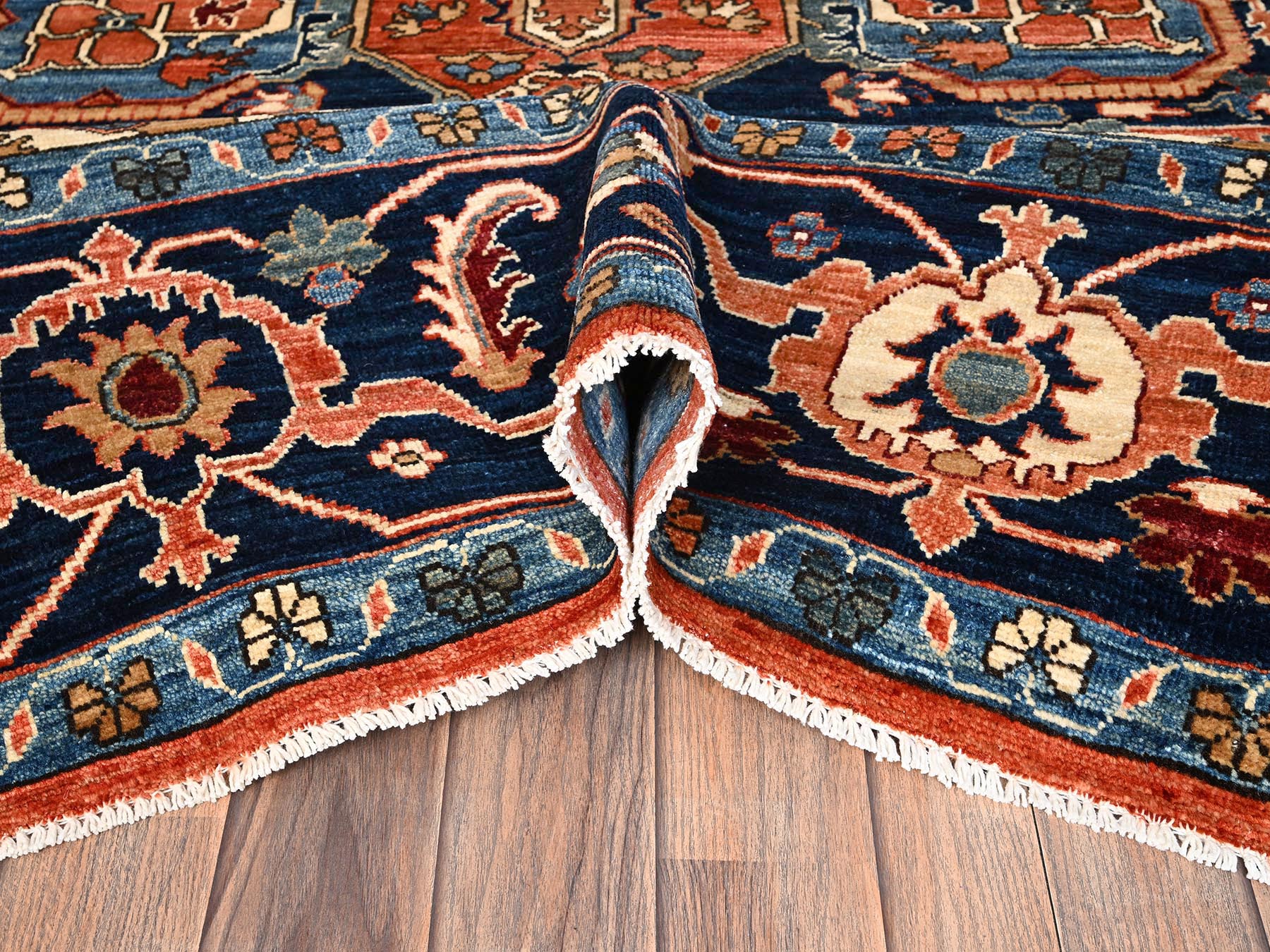 8'x10'10" Rust Orange, Serapi Heriz with Large Medallion Design, Aryana Collection, Vegetable Dyes, High Mountain Wool, Hand Knotted, Soft Pile, Densely Woven, Oriental Rug HR1605 - Image 6