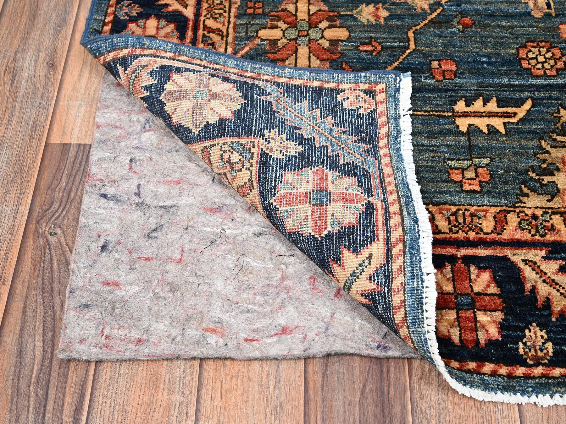4'3"x19' Stone Blue, Heriz All Over Design, Aryana Collection, High Mountain Wool, Hand Knotted, Soft Pile, Densely Woven, Vegetable Dyes, XL, Wide Runner, Oriental Rug HR1632 - Image 3