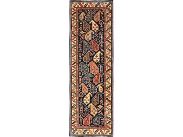 3'10"x13'2" Midnight Blue, Northwest Persian with Large Paisley Design, Hand Knotted, Aryana Grade, Vegetable Dyes, Soft Pile, High Mountain Wool, Densely Woven, Wide Runner, Oriental Rug HR1641
