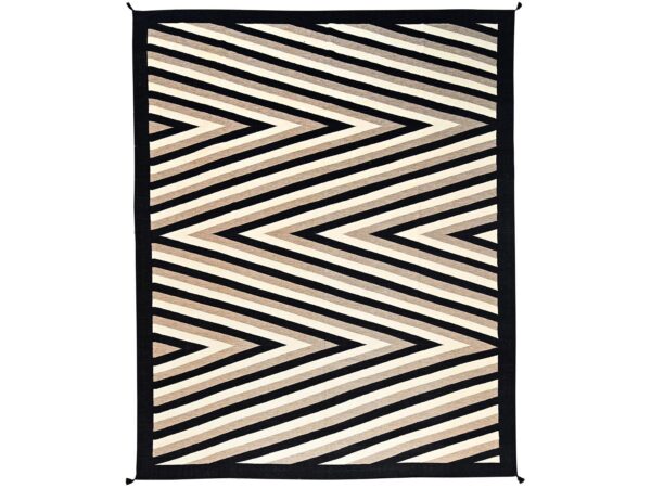 12'x14'10" Alabaster White, American Indian Southwest Zig Zag Pattern, Flat Weave, Hand Woven, 100% Wool, XL, Oversized, Oriental Rug HR1955