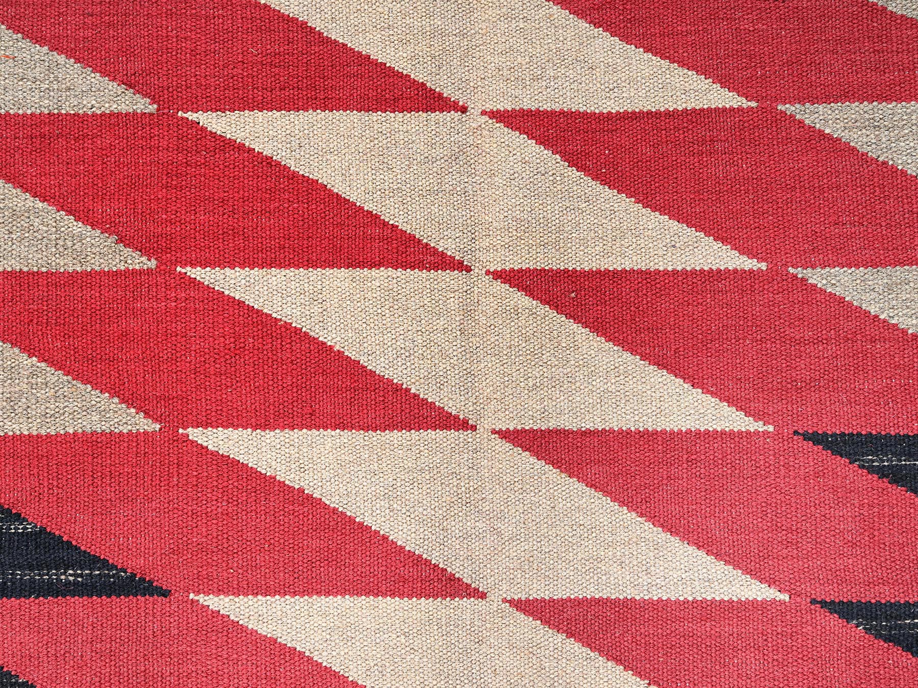 8'x10' Parchment White, Flat Weave, Hand Woven, American Indian Southwest Geometric Design, 100% Wool, Oriental Rug HR1959 - Image 2