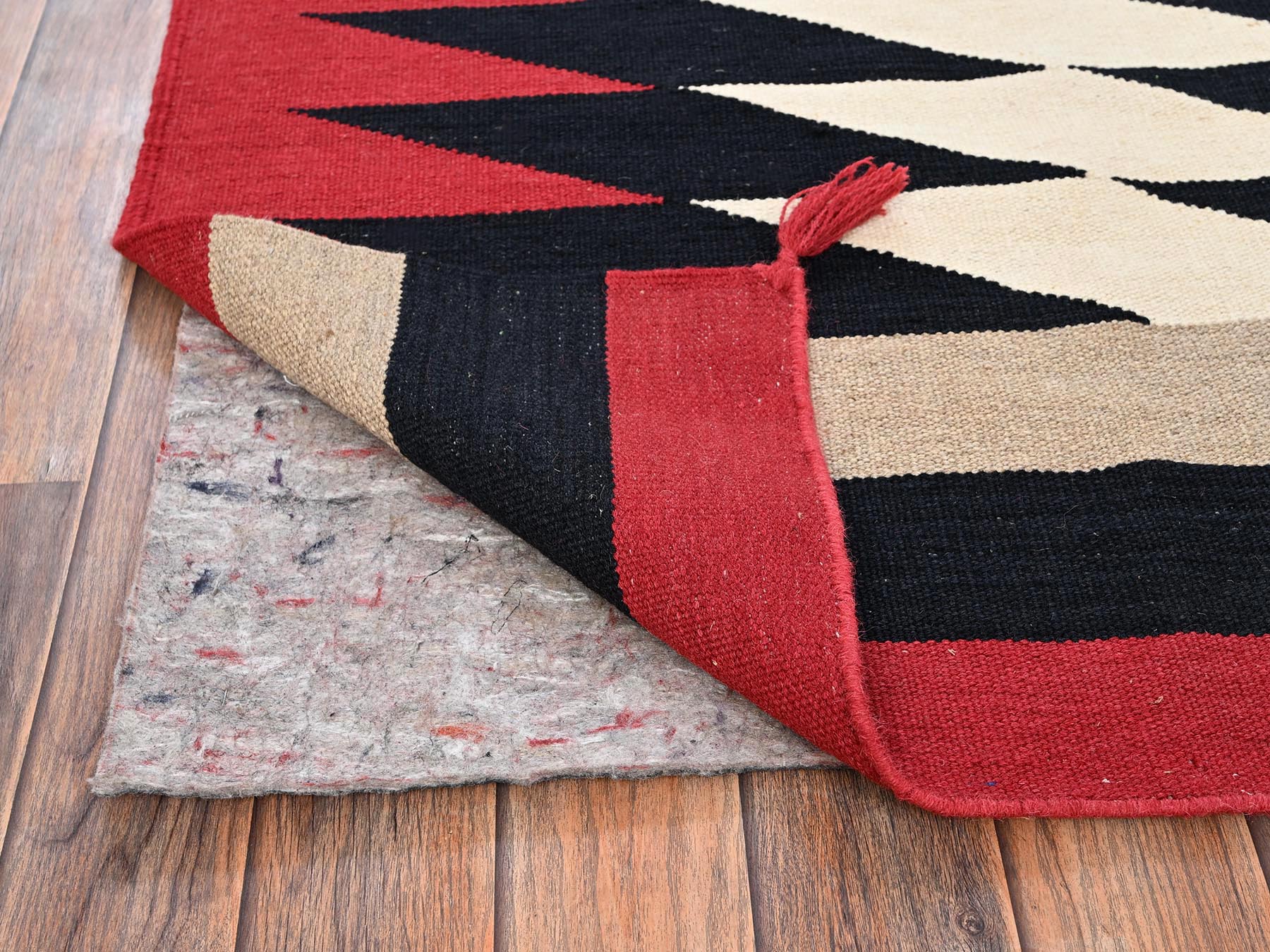 8'x10' Parchment White, Flat Weave, Hand Woven, American Indian Southwest Geometric Design, 100% Wool, Oriental Rug HR1959 - Image 3