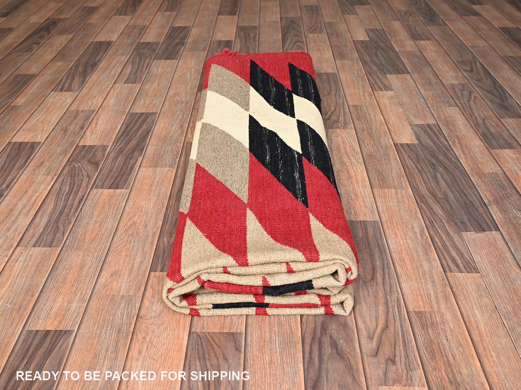 8'x10' Parchment White, Flat Weave, Hand Woven, American Indian Southwest Geometric Design, 100% Wool, Oriental Rug HR1959 - Image 5