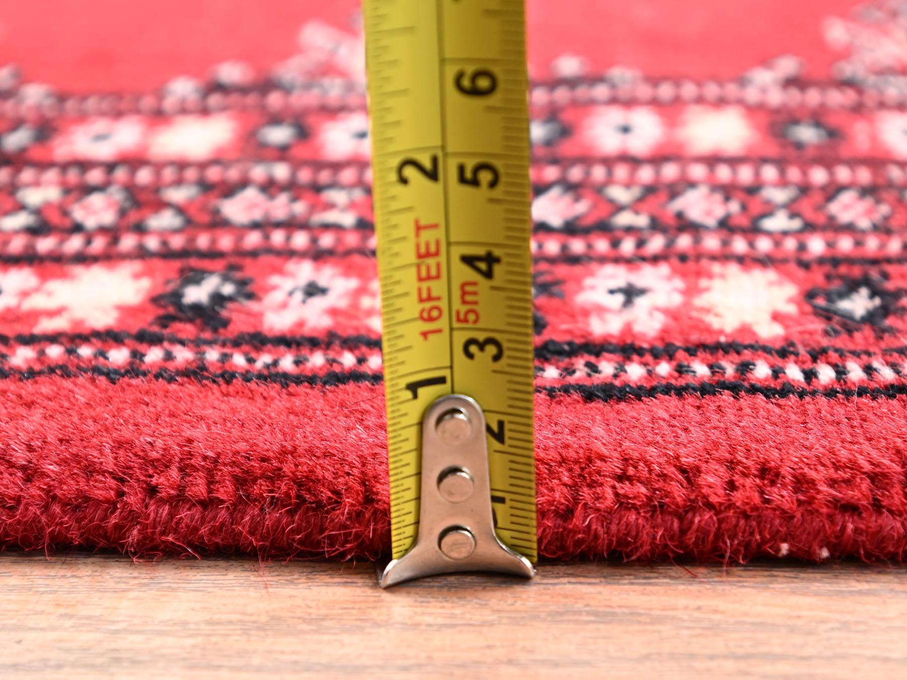 2'6"x8' Cherry Red, Princess Bokara with Tribal Medallions, Soft and Velvety Wool, Hand Knotted, Narrow Runner, Oriental Rug HR1990 - Image 6