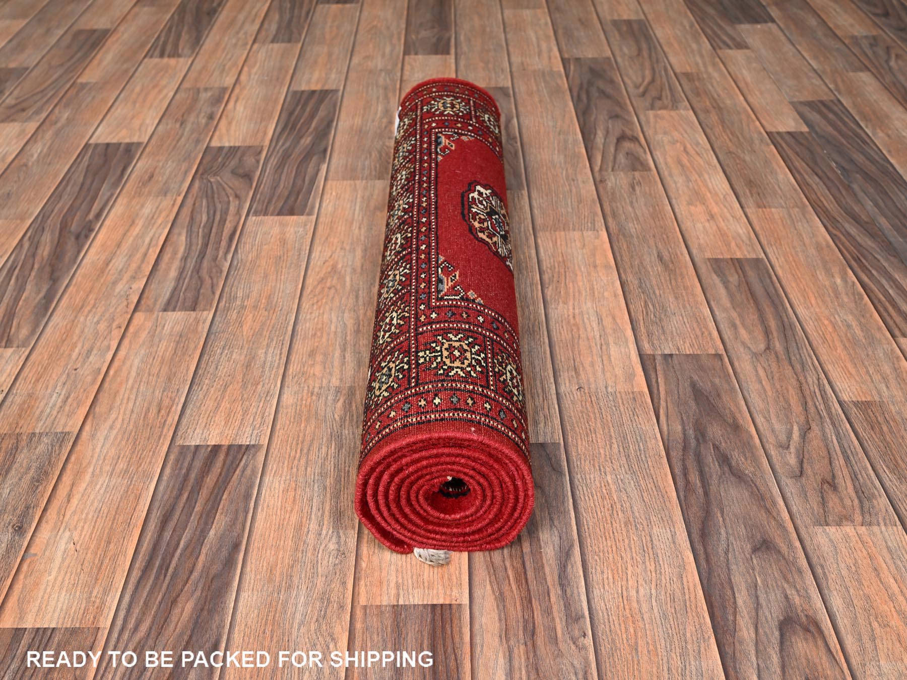 2'8"x6'2" Berry Red, Princess Bokara with Tribal Medallions, Soft and Shiny Wool, Hand Knotted, Runner, Oriental Rug HR1996 - Image 5