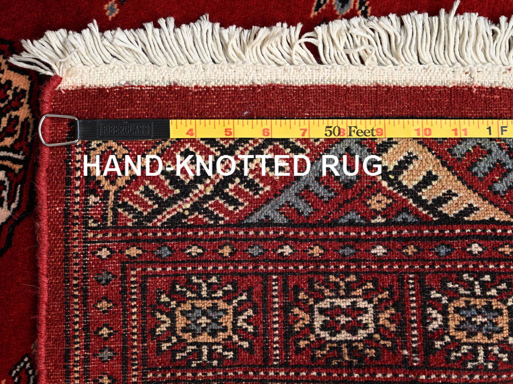 2'8"x6'2" Berry Red, Princess Bokara with Tribal Medallions, Soft and Shiny Wool, Hand Knotted, Runner, Oriental Rug HR1996 - Image 7