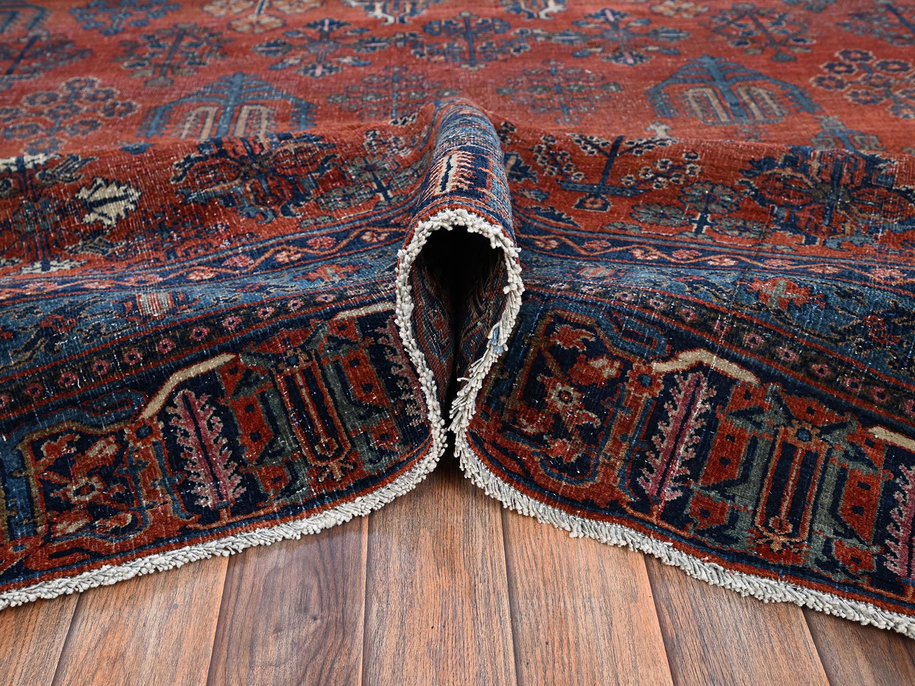 12'6"x17'9" Merlot Red, Antique Persian Joshogan, Good Condition, Clean and Soft, Even Wear, Mansion Size, 100% Wool, Hand Knotted, XL, Oversized, Oriental Rug HR2058 - Image 6